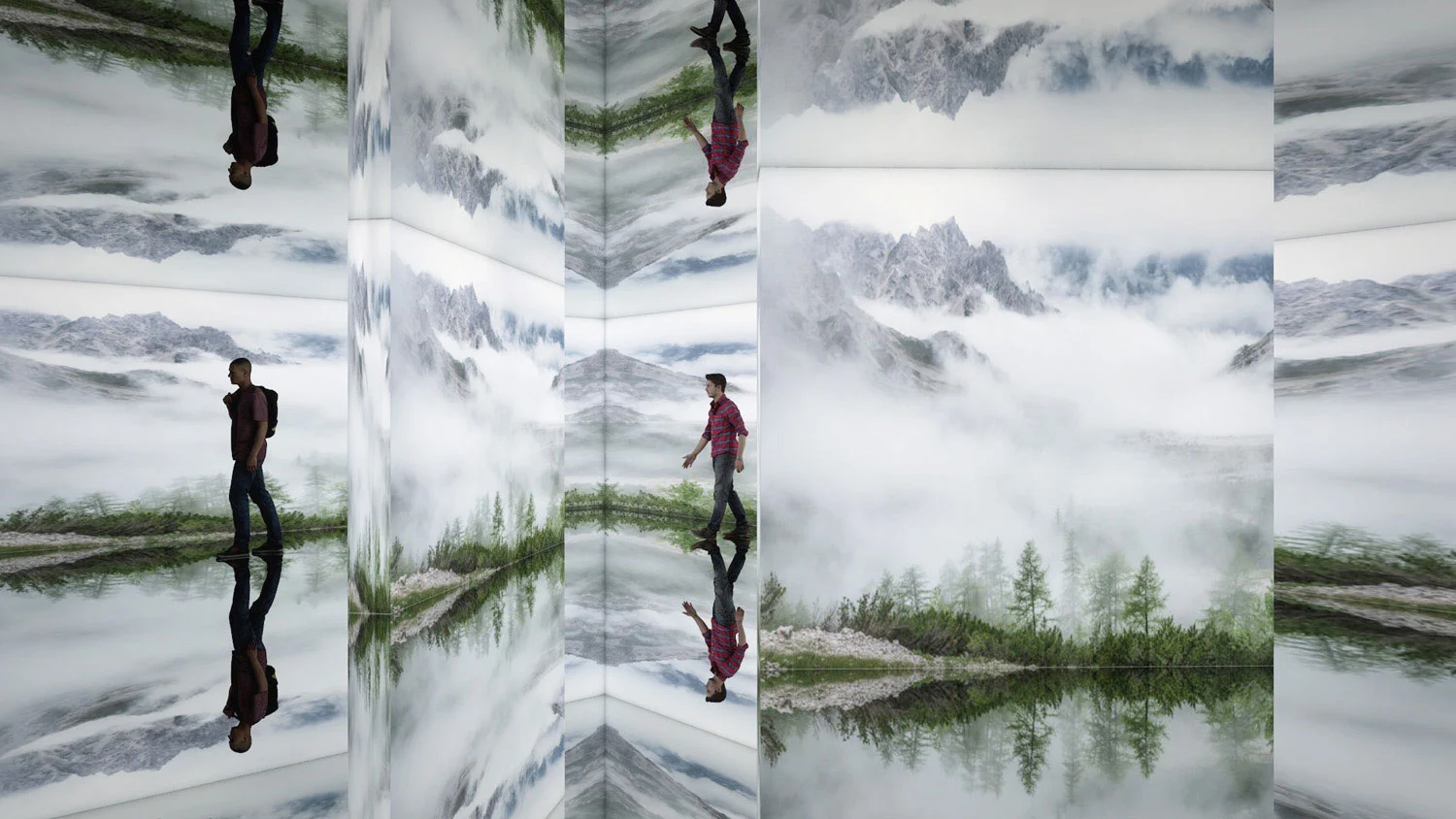 Mirrored installation reflecting misty mountain landscapes and visitors into an endless kaleidoscopic view – Lumen Museum of Mountain Photography, Kronplatz, Italy, 2018 – architecture